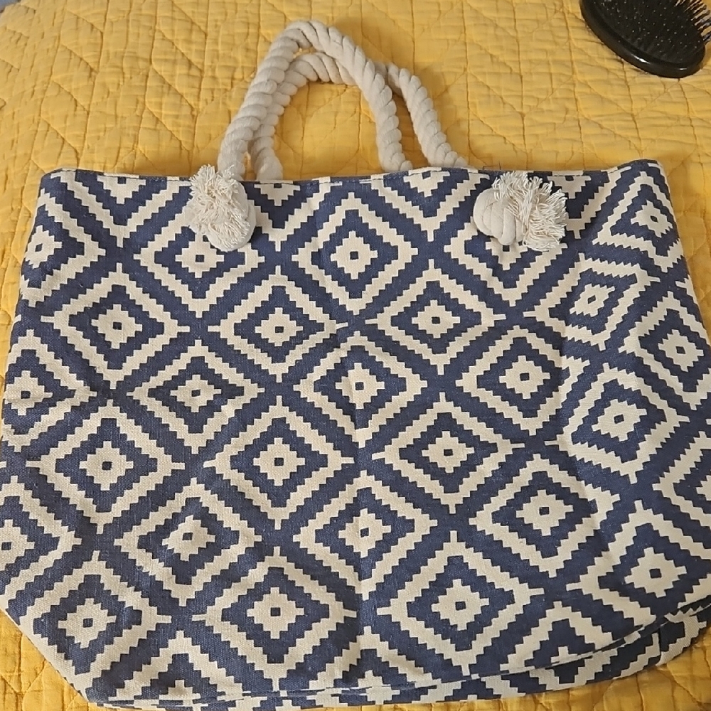 Summer & Rose Navy and Cream Tote Bag
